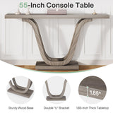 Tribesigns Farmhouse Console Table, 55.12" Wood Entryway Table, Narrow Hallway Table, Behind Couch Table Foyer Table with Double U-Shaped Legs for Entryway, Living Room, Corridor Tribesigns