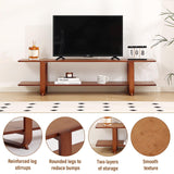 Tiita TV Stand with Storage for TVs up to 65'', Bamboo TV Console Entertainment Center with 2 Open Shelf, Mid Century Modern Media Console for Living Room, Bedroom, Walnut Tiita