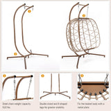 BLUEXYARD 2 Person Hanging Egg Chair with Stand, Extra Large 700 Lbs Wicker Patio Hammock Loveseat Swing, Oversized Cushioned Double Swing Chair for Indoor Outdoor Garden Balcony Backyard, Beige BULEXYARD