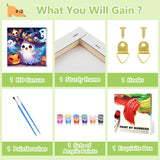 Reivworl Ghost Paint by Numbers Kit for Kids, Ghost Paint by Number with Frame and Easel, Paint by Number Kids Age 5-8-12 for Gifts and Decor (8X8 Inch) Reivworl