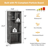 VECELO 3-Tier Small Bookcase, 4 Cube Bookshelf with Height Difference Shelves for Most Books, Modern Floor Standing Unit, Each Shelf Hold Up to 66 LBS for Living Room Bedroom, Grey VECELO