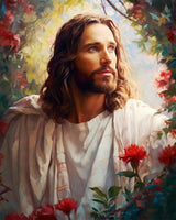 Rebotipy DIY Paint by Number for Adult, Jesus Christ Holy Cross Paint by Numbers, Flowers Adult Paint by Numbers Kits on Canvas, 16X20 Inch Jesus Paint by Numbers for Adults Beginners Flameless Rebotipy
