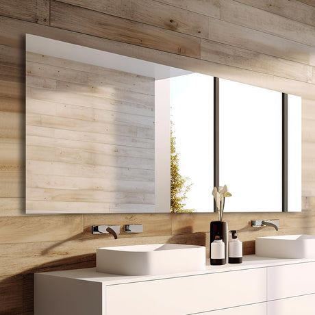 Mirrorons Large Vanity Mirror 72" x 36", Bathroom Vanity Mirror with Frameless Polished Edge, Hangs Horizontally or Vertically. Upgraded Shatterproof Bathroom Mirrors for Wall. Mirrorons