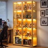 iusyugh Display Cabinet with Acrylic Glass Doors, 5-Tier Curio Cabinet, Collectibles Toy Organizers Rack & Display Shelf, High Display Case for Home, Office, Playroom, Living Room iusyugh