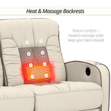 Qualitex De Leon RV Loveseat, Ultimate Leather, Heat and Massage, Power Recline, Bisque and Light Antelope Qualitex