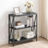 MAHANCRIS Sofa Table, Industrial Console Table, 3-Tier Narrow Side Table with Open Shelves, Foyer Table for Entryway, Hallway, Kitchen, Living Room and Bedroom, Easy Assembly, Black CTHB8001 MAHANCRIS