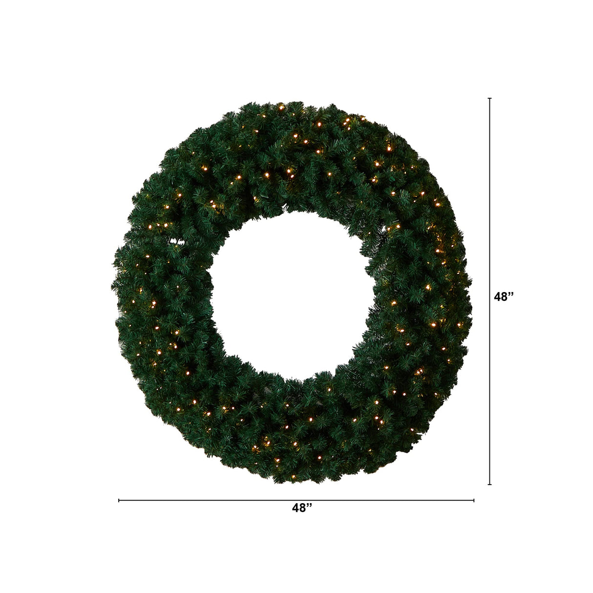 Nearly Natural 48in. Large Artificial Christmas Wreath with 714 Bendable Branches and 200 Warm White LED Lights Nearly Natural