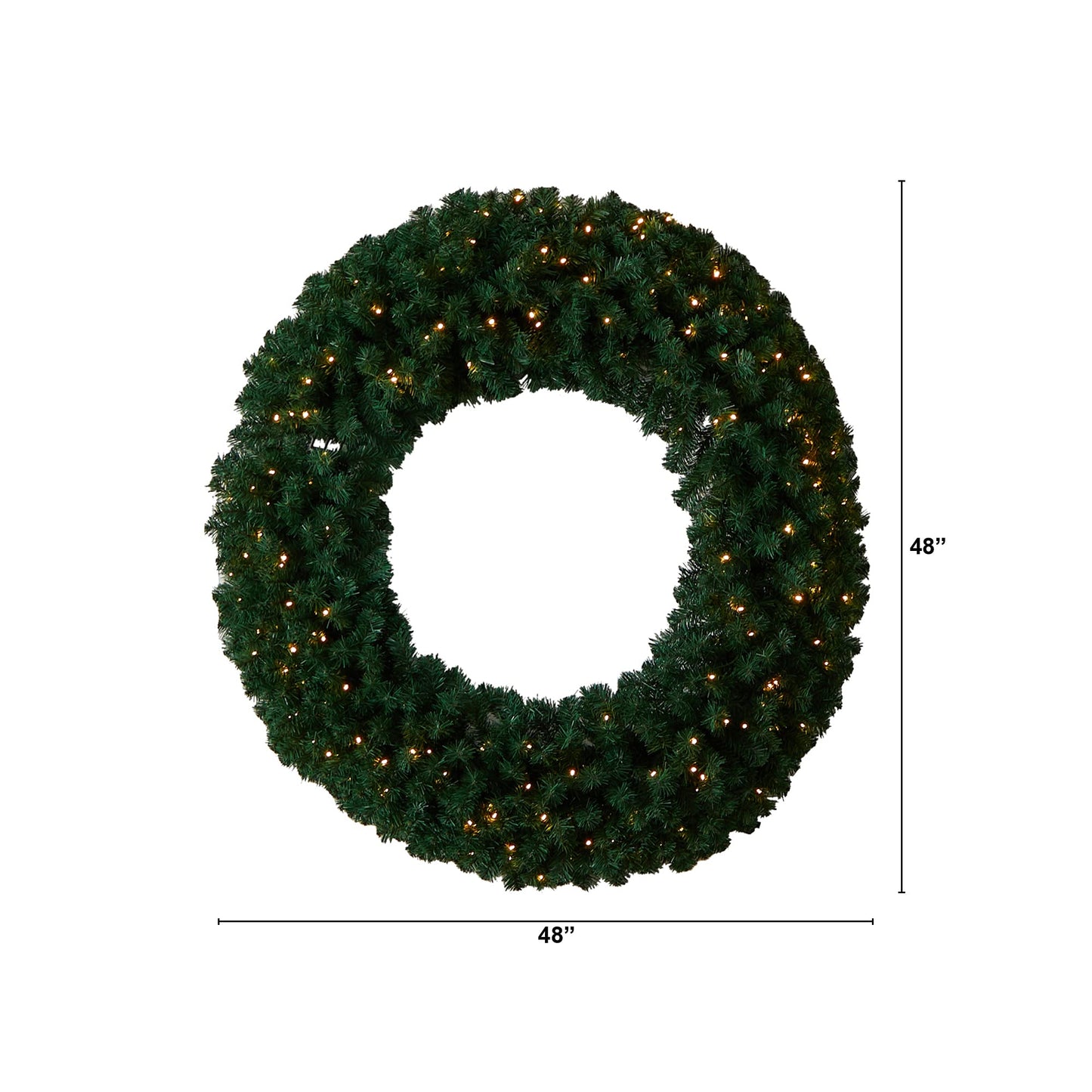 Nearly Natural 48in. Large Artificial Christmas Wreath with 714 Bendable Branches and 200 Warm White LED Lights