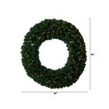 Nearly Natural 48in. Large Artificial Christmas Wreath with 714 Bendable Branches and 200 Warm White LED Lights Nearly Natural