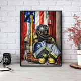 KTHOFCY 5D DIY Diamond Painting Kits for Adults Beginner, American Flag Firefighter's Gear Full Drill Embroidery Cross Stitch Crystal Rhinestone Paintings Pictures Arts Wall Decor 30x40cm/12x16inch KTHOFCY