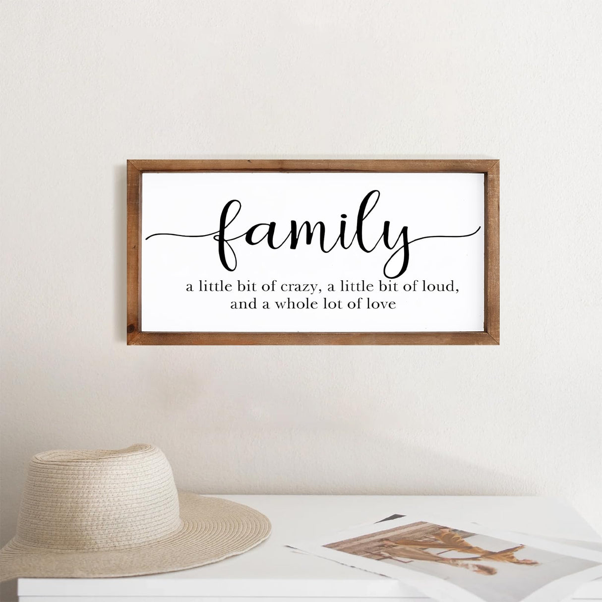MODE HOME Family Sign for Home Decor, Farmhouse Family Wall Decor with Wood Frame for Wall, Kitchen, Living Room, Bathroom, Bedroom MODE HOME
