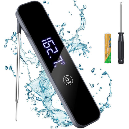 Meat Thermometer Digital, Homtronics 1s Instant Read Thermometer, Waterproof Professions Kitchen Cooking with 180° Reversible Backlight LCD, Food Thermometer Probe for Beef BBQ Grilling Smoker Baking