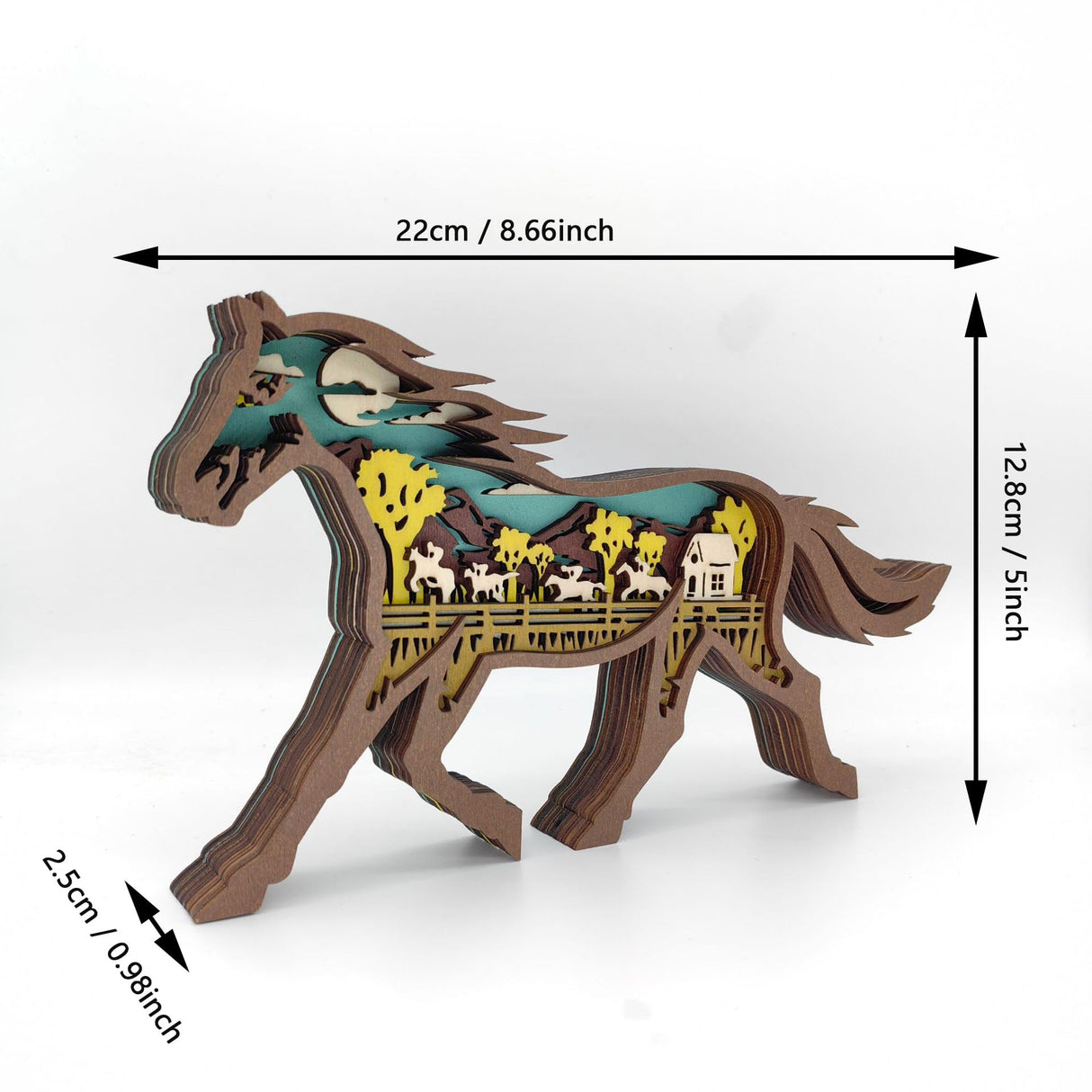 Drawelry 3D Wood Carving Animals Lamp - Creative Bear Elk Wooden Sculpture Ornaments Home Living Room Office Decorative Warm LED Night Light Christmas Birthday Gifts for Friend Son Dad (Horse) Drawelry