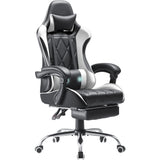 Homall Gaming Chair, Computer Chair with Footrest and Massage Lumbar Support, Ergonomic High Back Video Game Chair with Swivel Seat and Headrest (White) Homall
