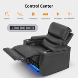 MCombo Triple Motors Power Recliner Chair with Power Headrest & Lumbar Support for Living Room, Home Theater Seating with Armrest Storage, Tray Table and Dual Charging Ports HTS708 (Grey) MCombo