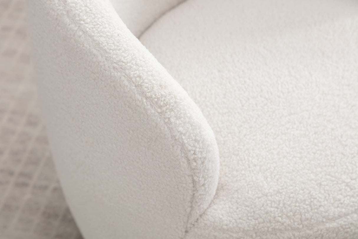 INMOZATA Swivel Barrel Chair, Teddy Fabric Swivel Accent Armchair Barrel Chair with Metal Base, Upholstered Comfy 360°Round Single Reading Chair for Living Room Bedroom,Ivory INMOZATA