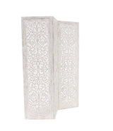 Deco 79 Wooden Floral Handmade Partition Room Divider Screen Hinged Foldable Partition 3 Panel Privacy Screen with Intricate Carved Design, Room Partition 60" x 1" x 69", White Deco 79