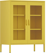 YAUWOH Metal Garage Storage Cabine with 2 Doors and 4 Adjustable Shelves - 73" Metal Display Cabinet,Metal Mesh Cabinet for Office,Home,Garage,Gym,School YAUWOH