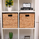 Wicker Storage Baskets Wicker Cube Baskets Foldable Hyacinth Storage Baskets,Rectangular Laundry Storage Bin,Square Basket for Shelves,Set of 2 Pcs,12 x 12 x 12in CXQCMUYE