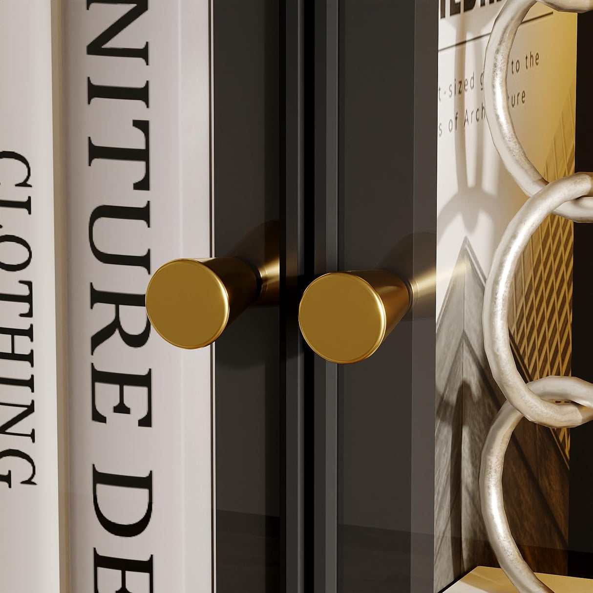 Timechee Large Glass LED Book Shelf, Tall Black Bookcase Storage Cabinet with Tempered Glass Doors and Shelves, Lighted Display Cabinet for Collections, Modern Wide Bookshelf for Living Room, Bedroom Timechee