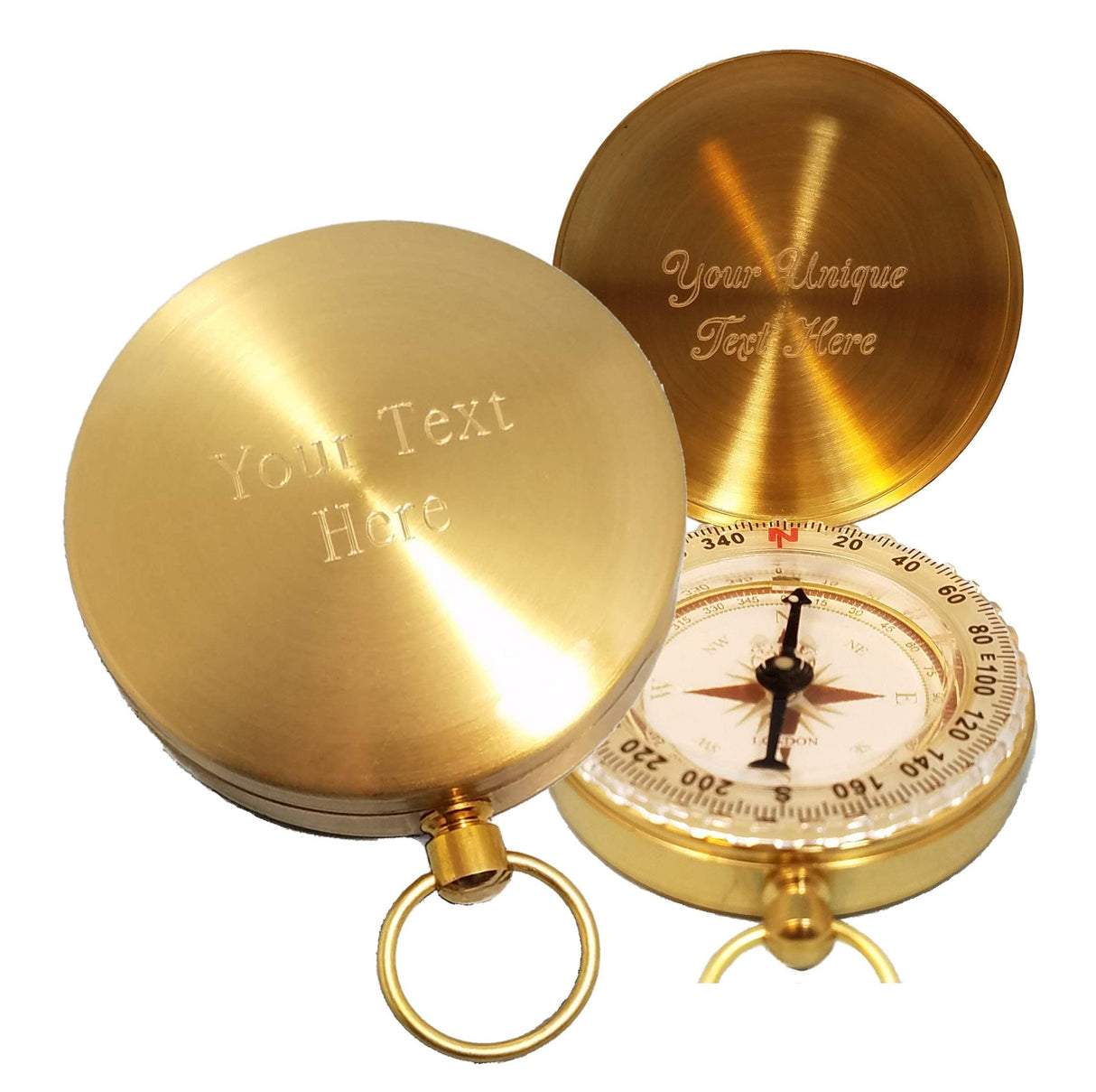 Glow in The Dark, Waterproof, Gold Brass Pocket Compass for Camping, Hiking, Wilderness Backpacking, Survival Gear Pack Orienteering Hunting Navigation Tool Gift for Kids, Adults (My Own Text) Stanley London