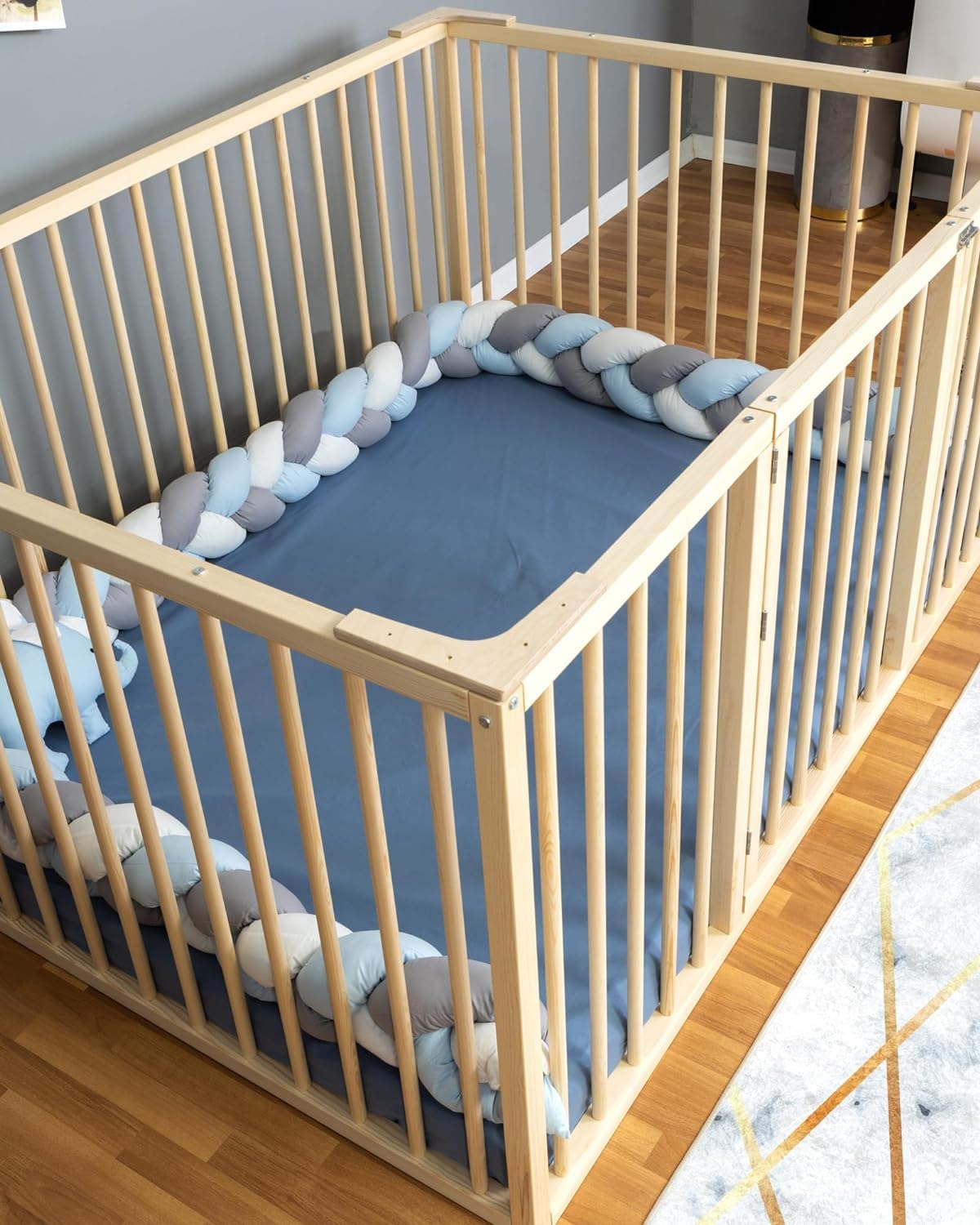 Montessori Floor Bed Full Size 54x75" / Height 38.58'' | Pine Tree Toddler Bed Frame, Wood Bed Frame | Gift For Kids Room Decor Special Bed (Full) Generic