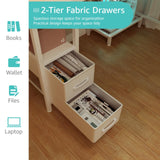 Lufeiya White L Shaped Computer Desk with Fabric Drawers, 47 Inch Corner Home Office Desk with Monitor Stand Shelves, Writing Study Gaming Desks with Led Lights and Power Outlets for Bedroom, White Lufeiya