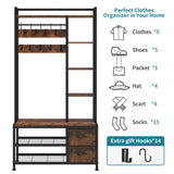 LUMTOK Hall Tree with Bench Storage and Shoes Storage, Hall Tree with Drawers and Shelves for Bedroom, 6-in-1 Entryway Organizer with Shelves, Living Room, Entryway, Closets (Rustic Brown) LUMTOK