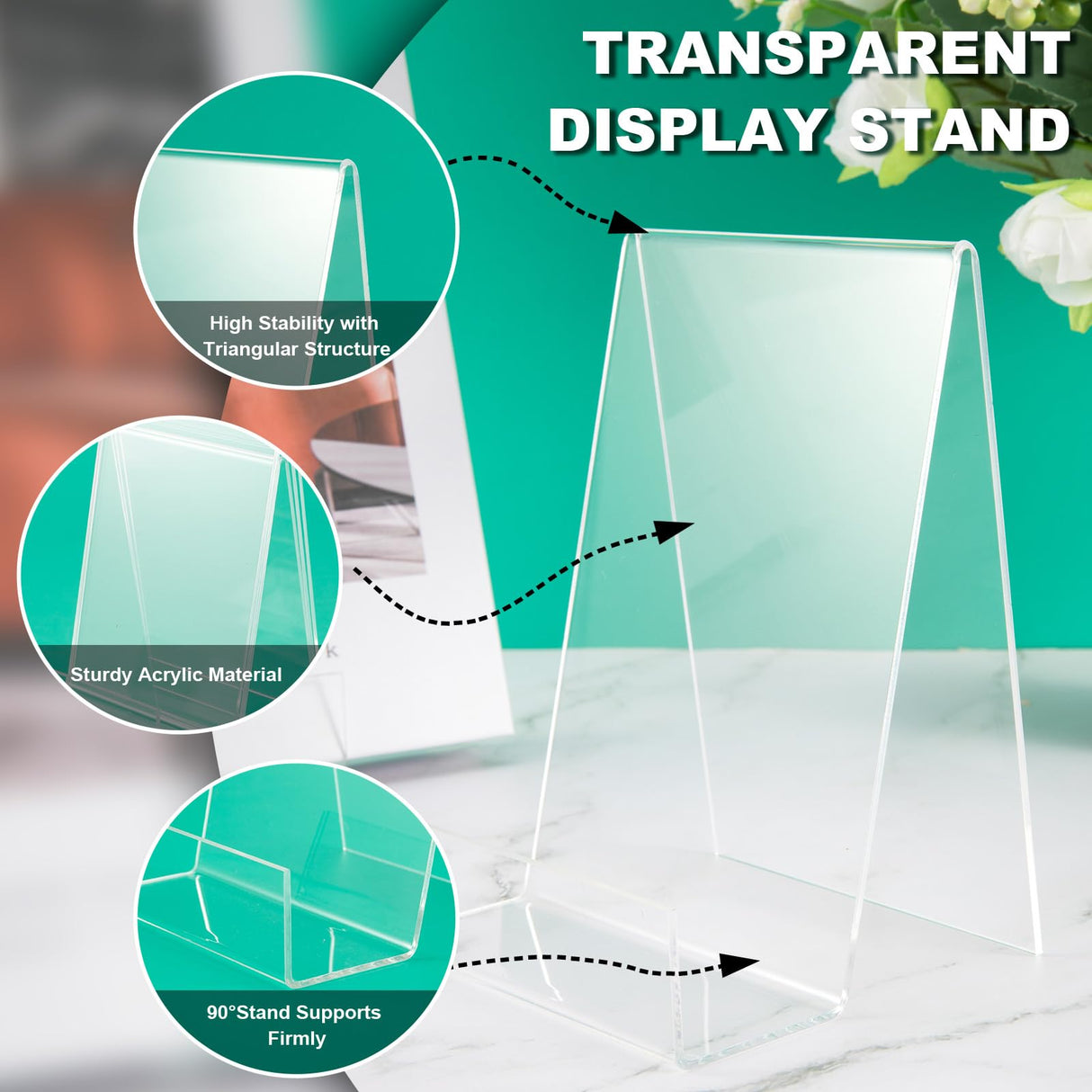 12 Pack Display Stand with Ledge, Acrylic Book Display Stand Tablet Holder Easel Holder for Displaying Pictures, Books, Albums, Music Sheets, Notebooks, Artworks, Cds, Large PARBEE