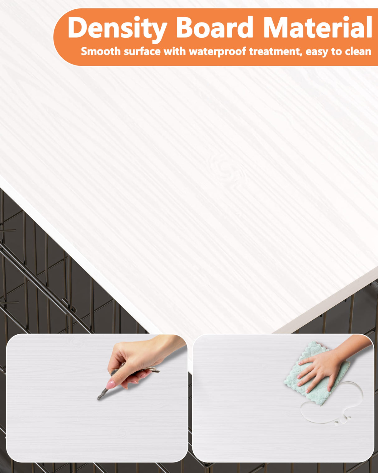 Piskyet Dog Crate Topper Wood Countertop for 48 42 36 30 24 inch Dog Cage, Dog Crate Cover,Dog Kennel Topper(Crate Not Include) (White, for 48 Inch Crate) Piskyet