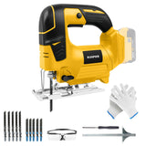 Cordless Jig Saw Compatible with Dewalt 20V Battery, Brushless Orbital Jigsaw with 2600 Blade Speed, with 10pcs Blades, 4 Orbital for Wood, Plastic and Metal Cutting (No Battery) Daspom