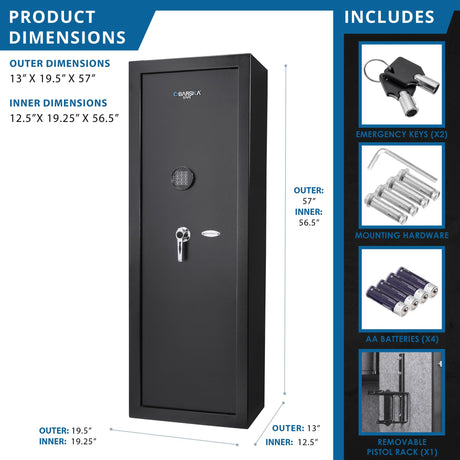 Barska Quick and Easy Digital Access Rifle Firearm and Long Gun Safe for Home with Optional Silent Mode - 14 Position Keypad BARSKA