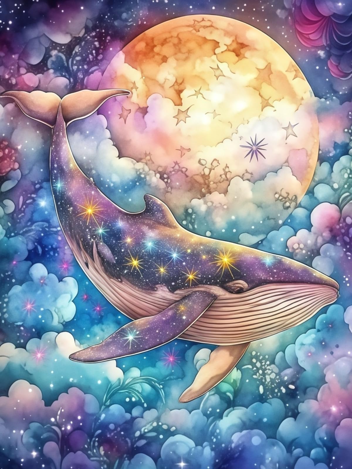 BYGFHLYW 5D Diamond Art Kits for Adults Beginner, Animals Whale Adult Diamond Painting Kits, DIY Full Drill Round Paint by Diamonds Diamond Dot for Home Wall Decor 12x16inch BYGFHLYW