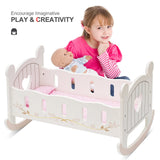 ROBUD Baby Doll Crib Wooden Doll Cradle with Bedding Doll Rocking Cradle 18inch Doll Furniture Doll Bed Fits for 18inch American Girl Dolls ROBUD