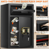 3.6 cu ft Large Fireproof Drop Safe Box for Business, Anti-Theft Money Drop Slot Safes with Digital Keypad and Spare Keys, Heavy-duty Cash Depository Lock Safe for Home Office Retail Store Business Tiskgg
