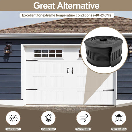 5/16" T Ends Garage Door Bottom Weather Seal Fits Garage Door Seals Bottom Rubber U-Bottom Seal Weatherproofing Sealing Professiona Grade Rubber 3 3/4" Width X 16 Feet Lenth cowarca