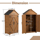 Outdoor Wooden Storage Cabinet, Garden Wood Tool Shed, Outside Wooden Shed Closet with 3 Detachable Shelves, Waterproof Roof, and Latch for Yard Patio Lawn Deck (Natural) (Natural) Mulinsonfly