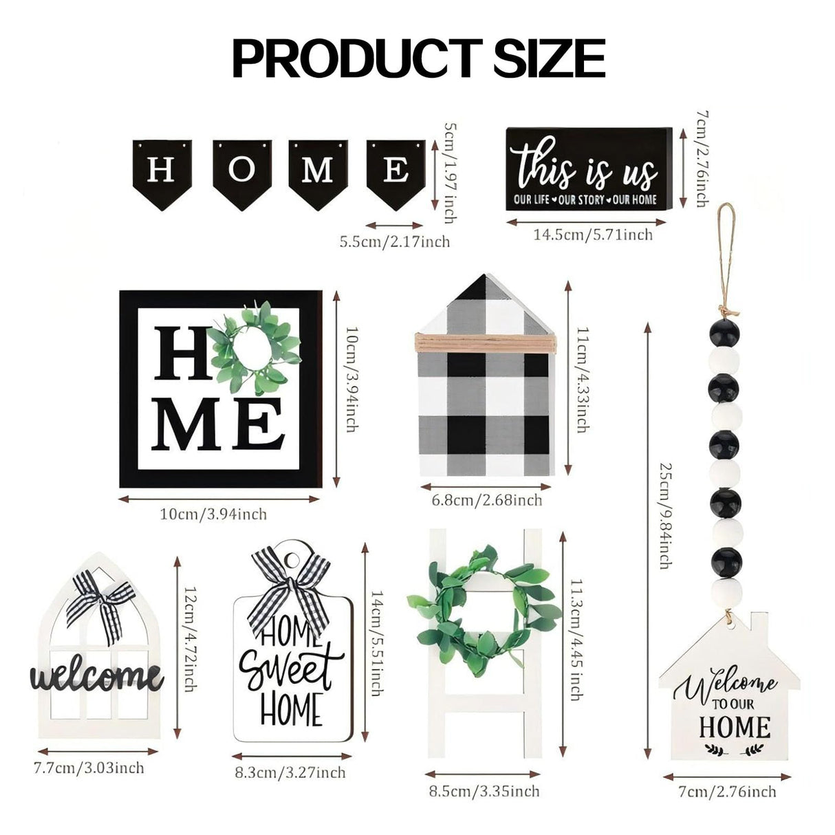 NJXJKGY 11PCS Farmhouse Tiered Tray Decor Set-Rustic Wooden Mini Signs and Decorations for Home and Kitchen Display (Tiered Tray Not Included) NJXJKGY