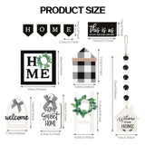 NJXJKGY 11PCS Farmhouse Tiered Tray Decor Set-Rustic Wooden Mini Signs and Decorations for Home and Kitchen Display (Tiered Tray Not Included) NJXJKGY