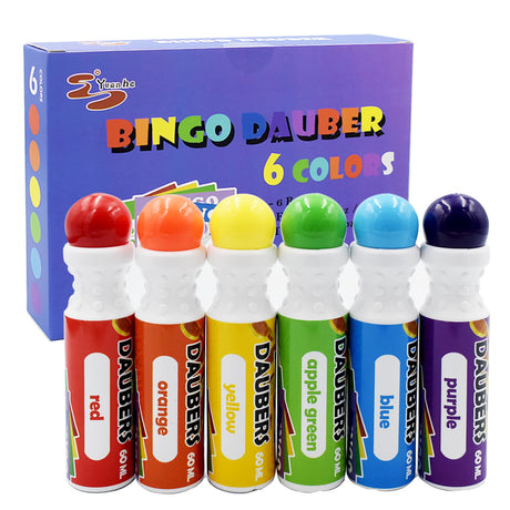 Yuanhe Bingo Daubers Dot Markers - Mixed Colors Set of 6 Pack Yuanhe