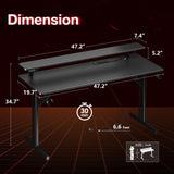 MOTPK Gaming Desk with LED Lights & Power Outlets, 47 Inch Computer Desk Gaming Table with Monitor Shelf, Gamer Desk with Carbon Fiber Texture, Kids Boys Desk Gift for Men MOTPK