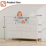 YaFiti Dresser for Bedroom with 8 Drawers, Dresser TV Stand with LED Lights, Fabric Chest of Drawers with Side Pocket for Living Room, Entryway, Bedroom Furniture (White) YaFiti