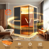 HOSAUNA Home Far Infrared 1980w Sauna, 2 Person Size Canadian Hemlock Wood Indoor Sauna Spa Center, remotely Controlled by APP HOSAUNA