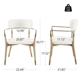 Art Leon Wishbone Dining Chairs - Mid Century Modern Dining Room Chairs, Boucle Fabric Upholstered Accent Chairs with Wood Legs, Arm Chair with Open Backrest, Set of 4, White Art Leon