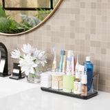 Yieach Black Mens Bathroom Organizer,Bathroom Sink Organizer Storage Rack and Countertop Toothbrush Organizers,7 Slot Tooth Brush Holder Set for Kid,Electric Toothbrush,Toothpaste,Qtip,Toiletry Holder Yieach