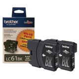 Brother LC61BK 2 Pack Black -Ink Cartridges Brother