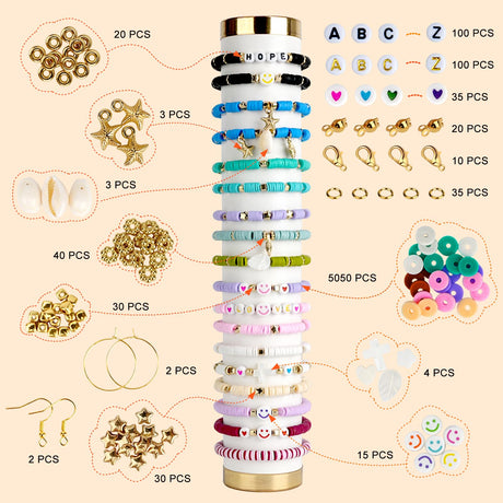 JQEEYGV 5500pcs Clay Beads Bracelet Making Kit 24 Colors Friendship Bracelet kit with Letter Beads DIY Arts and Crafts for Jewelry Set Beginners Gifts for Girls Ages 6-12 JQEEYGV