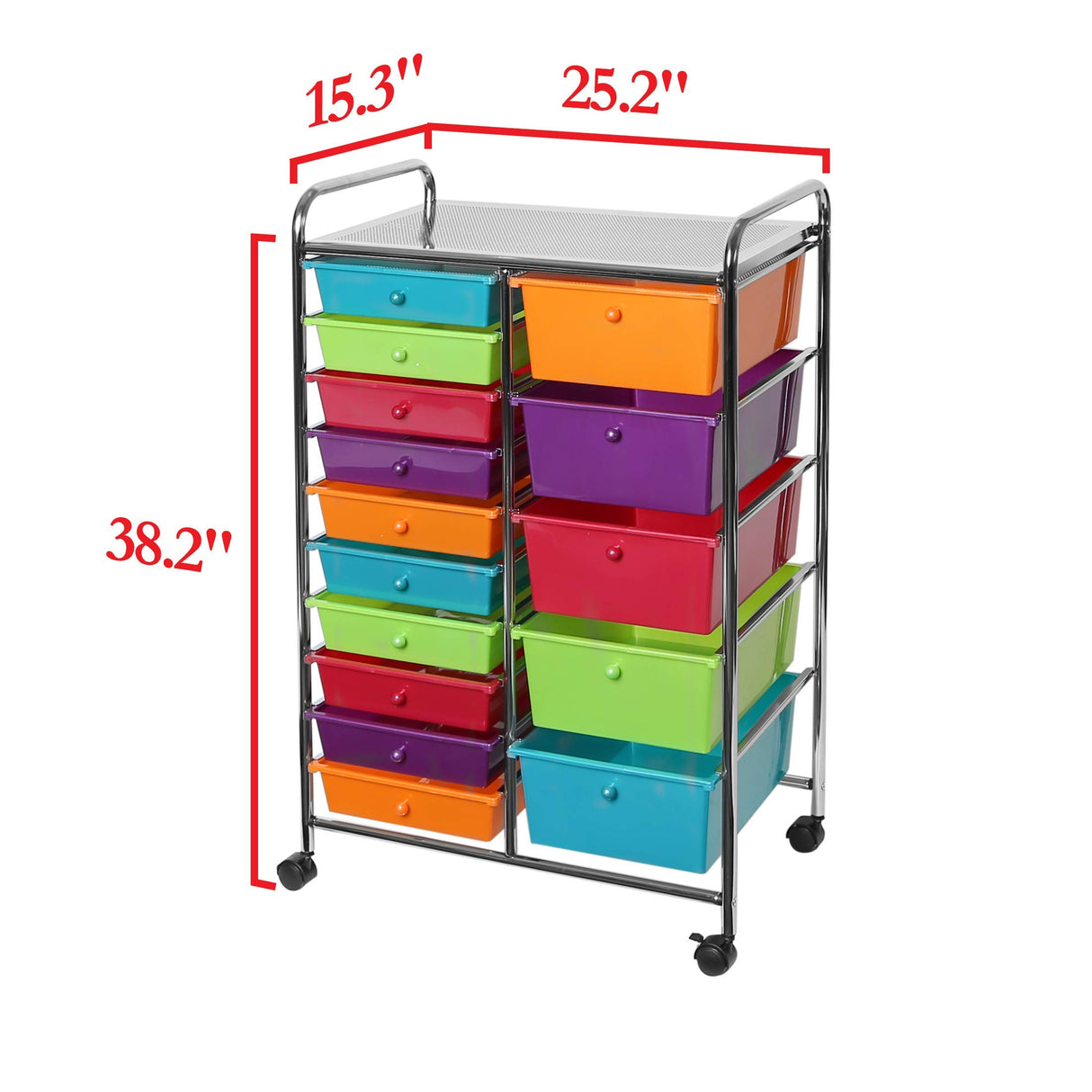 Seville Classics Rolling Utility Organizer Storage Cart for Home Office, School, Classroom, Scrapbook, Hobby, Craft, 15 Drawer, Multicolor (Pearlized) Seville Classics