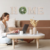 Wooden Home Sign Wall Hanging Decor Wood Home Letters for Wall Art with Artificial Eucalyptus Wreath Rustic Home Decor Farmhouse, Wall Decor for Living Room Entryway Housewarming Gift (Natural) Pinkpum