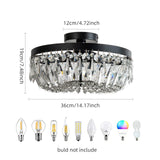 KSRYSZCQ Black Crystal Ceiling Light 4 Light Semi Flush Mount Ceiling Light Crystal Close to Ceiling Light Fixtures for Bedroom Living Room Kitchen Hallway KSRYSZCQ
